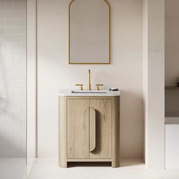 Harper Medium Ash 30" Single Vanity with Carrara Marble Top by TileBar Studio Vanities, View 1