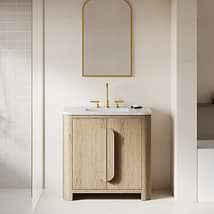 TileBar Studio Vanities Harper Medium Ash 36" Single Vanity with Carrara Marble Top
