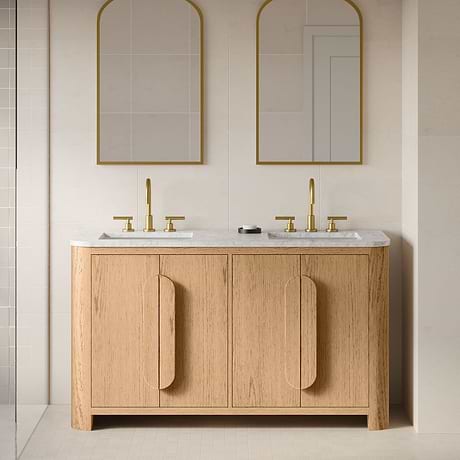 TileBar Studio Vanities Harper Medium Ash 60" Double Vanity with Carrara Marble Top