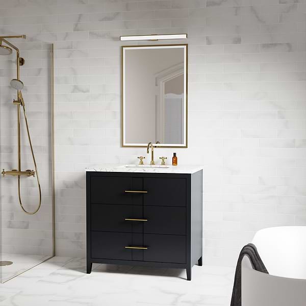 Iconic Charcoal and Gold 36" Single Vanity without Top