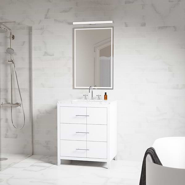 Iconic White and Silver 30" Single Vanity without Top