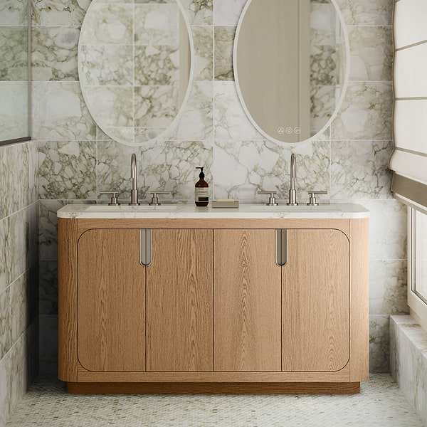 Corbin Medium Ash 60" Double Vanity without Top by TileBar Studio Vanities, View 1