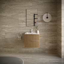 Kora Art Faux Fluted 24" Single Vanity with Integrated White Ceramic Top & Silver Handles