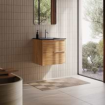 Kora Bamboo Faux Finish 24" Single Vanity with Silver Handles without Top