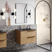 Kora Geo Faux Fluted 32" Single Vanity with Silver Handles without Top