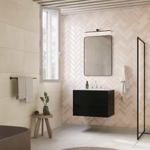 Linear Black 30" Single Vanity with Integrated White Solid Surface Top