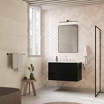 Linear Black 36" Single Vanity with Integrated White Solid Surface Top