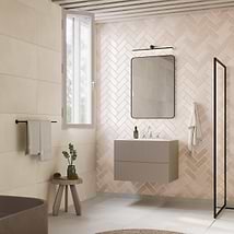 Linear Taupe 30" Single Vanity with Integrated White Solid Surface Top