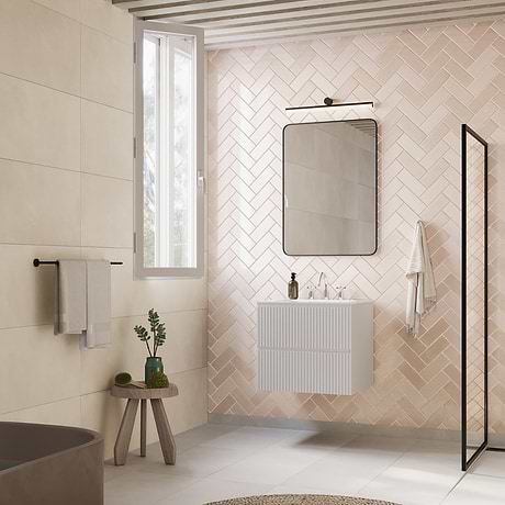 Linear White 24" Single Vanity with Integrated White Solid Surface Top