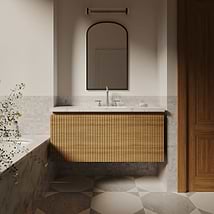 Melrose White Ash 48" Single Vanity with Carrara Marble Top