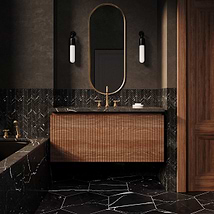 Melrose Walnut 48" Single Vanity with Nero Marquina Marble Top