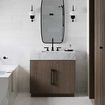 TileBar Studio Vanities Orville Espresso Oak 36" Single Vanity with Carrara Marble Top