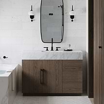 TileBar Studio Vanities Orville Espresso Oak 48" Single Vanity with Carrara Marble Top