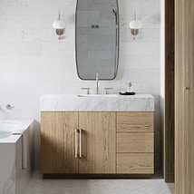 TileBar Studio Vanities Orville Greige Ash 48" Single Vanity with Carrara Marble Top