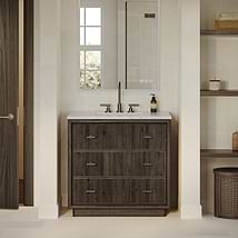 TileBar Studio Vanities Rhett Espresso Oak 36" Single Vanity with Carrara Marble Top
