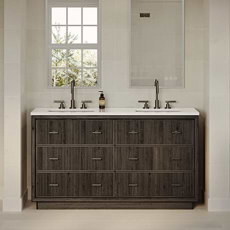 TileBar Studio Vanities Rhett Espresso Oak 60" Double Vanity with White Quartz Top