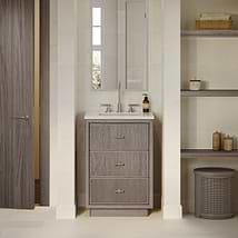 TileBar Studio Vanities Rhett Steel Oak 24" Single Vanity with Carrara Marble Top