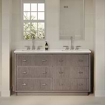 TileBar Studio Vanities Rhett Steel Oak 60" Double Vanity with White Quartz Top