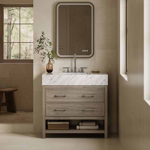 Rowan Greige Ash 36" Single Vanity without Top by TileBar Studio Vanities, View 1