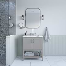 Sheraton 30" Gray Vanity with Carrara Marble Top and Ceramic Basin