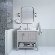 Sheraton 36" Gray Vanity with Carrara Marble Top and Ceramic Basin