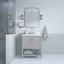 Sheraton 30" Gray Vanity with Pure White Quartz Top and Ceramic Basin