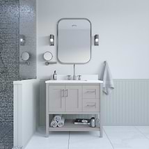 Sheraton 36" Gray Vanity with Pure White Quartz Top and Ceramic Basin