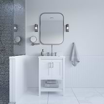 Sheraton 24" White Vanity with Pure White Quartz Top and Ceramic Basin