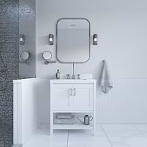 Sheraton 30" White Vanity with Pure White Quartz Top and Ceramic Basin