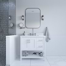Sheraton 36" White Vanity with Pure White Quartz Top and Ceramic Basin