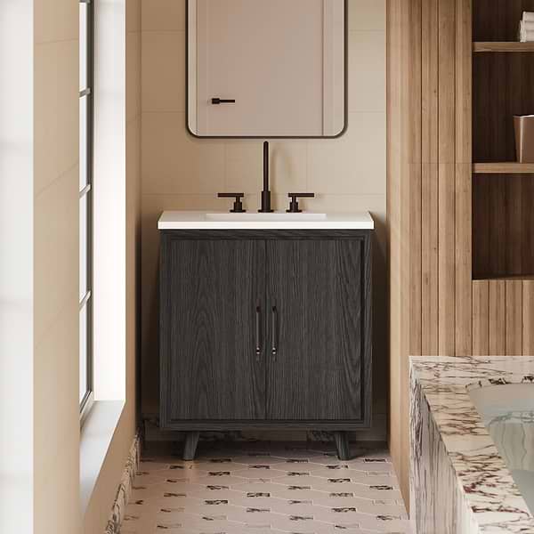 Setton Ebony Oak 30" Single Vanity without Top by TileBar Studio Vanities, View 1