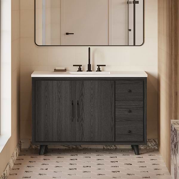 Setton Ebony Oak 48" Single Vanity without Top by TileBar Studio Vanities, View 1