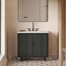 TileBar Studio Vanities Setton Ebony Oak 36" Single Vanity with White Quartz Top