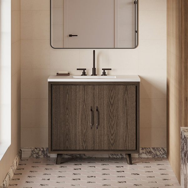 Setton Espresso Oak 36" Single Vanity without Top by TileBar Studio Vanities, View 1