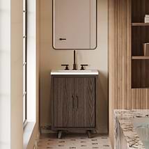 TileBar Studio Vanities Setton Espresso Oak 24" Single Vanity with White Quartz Top