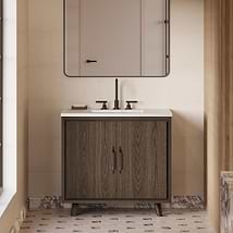 TileBar Studio Vanities Setton Espresso Oak 36" Single Vanity with White Quartz Top