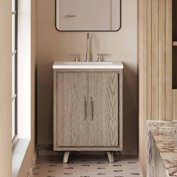 Setton Greige Ash 24" Single Vanity without Top by TileBar Studio Vanities, View 1