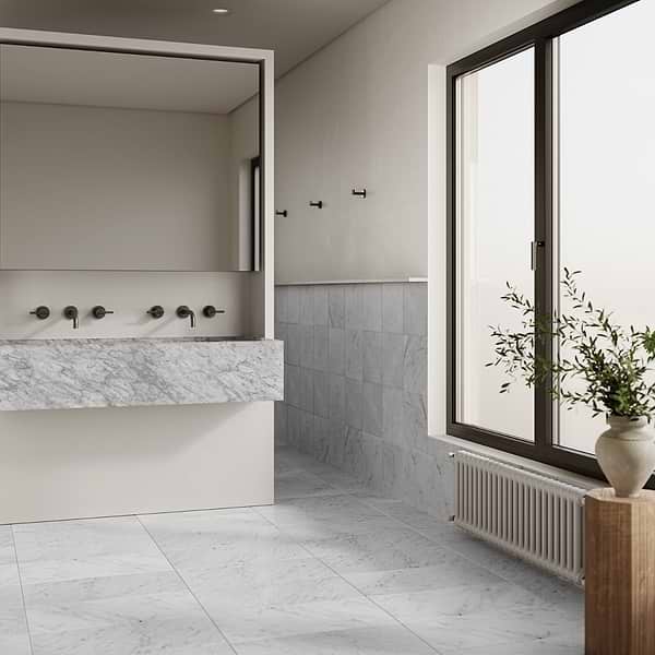 Bianco Carrara Premium "C" 12x24 Honed Marble Tile