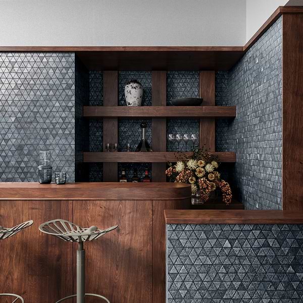 Bushwick Blue 2" Triangle Glossy Lava Stone Mosaic Tile