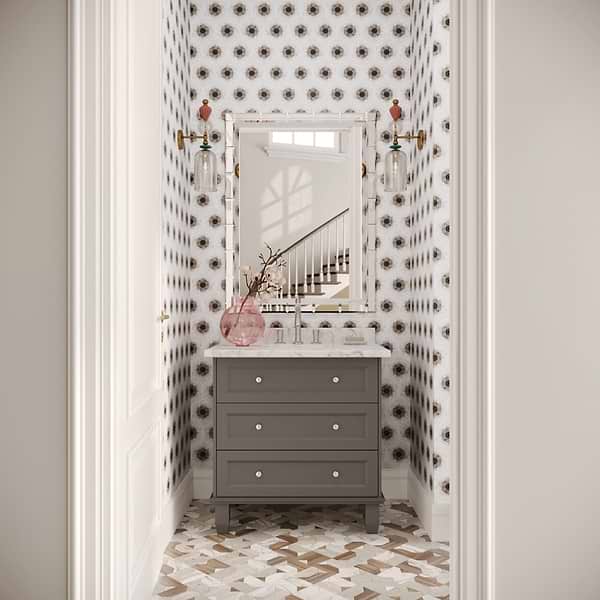 Ako Saint Laurent Brown 6" Hexagon Marble Micro Mosaic Tile