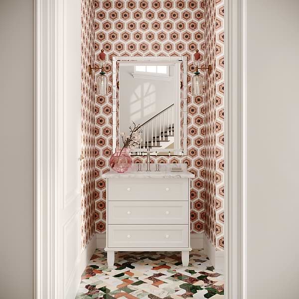 Ako Terracotta Rosa 6" Hexagon Marble Micro Mosaic Tile