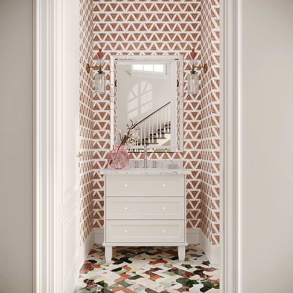 Ako Terracotta Rosa 5" Triangle Marble Micro Mosaic Tile