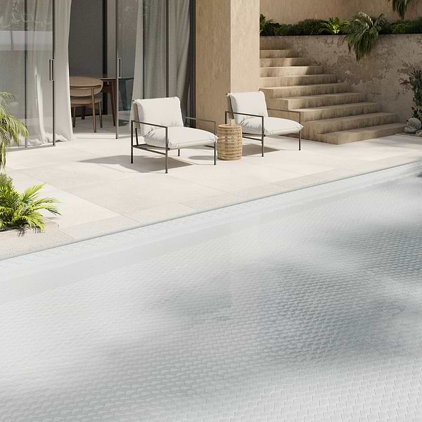 Suki White 2x3 Fishscale Matte Glass Mosaic Tile