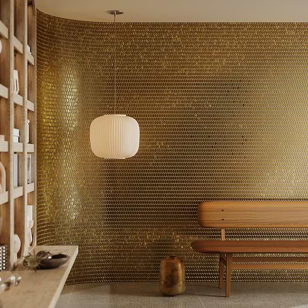 Flicker Gold 1/4" x 1" Polished Glass Mosaic Tile