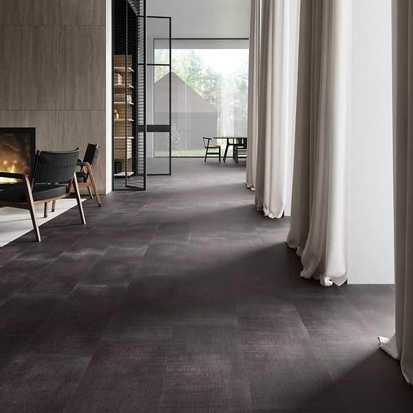 Ristretto LVT Charcoal Black 12x24 Fabric Look Glue Down Luxury Vinyl Tile 