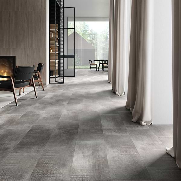 Ristretto LVT Dark Gray 12x24 Fabric Look Rigid Core Click Luxury Vinyl Tile 