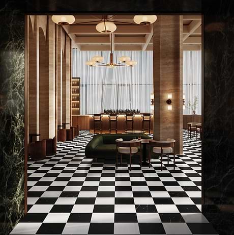 Alterno Black Silk and Glacier White Select 12x12 Honed Marble Checkerboard Tile