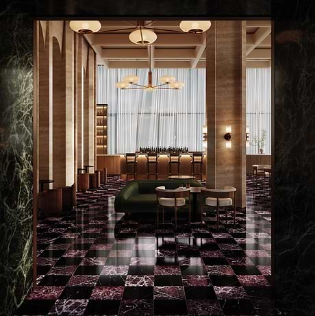 Alterno Black Silk and Rosso Levanto Red 12x12 Polished Marble Checkerboard Tile