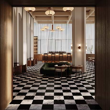 Alterno Black Silk and Lilac 12x12 Honed Marble Checkerboard Tile