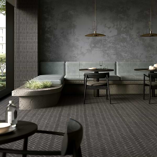 Brixon Charcoal Gray 1.5x4 Herringbone Matte Porcelain Mosaic Tile